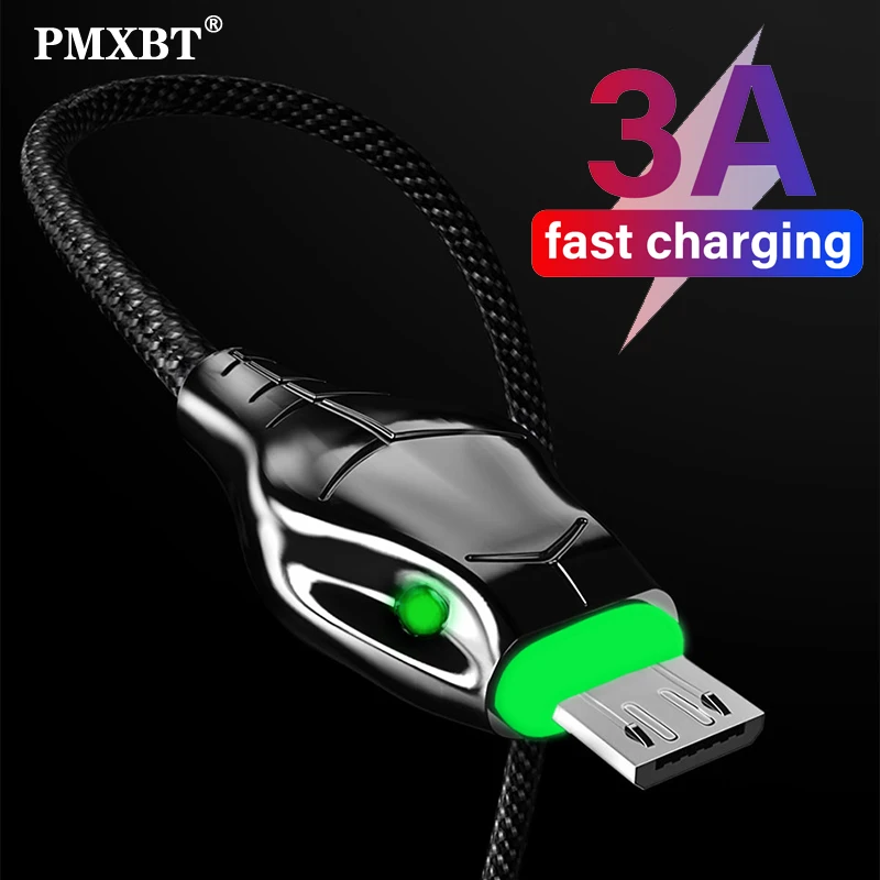 Микро USB кабель Высококачественный цинковый сплав 3A быстрой зарядки usb для