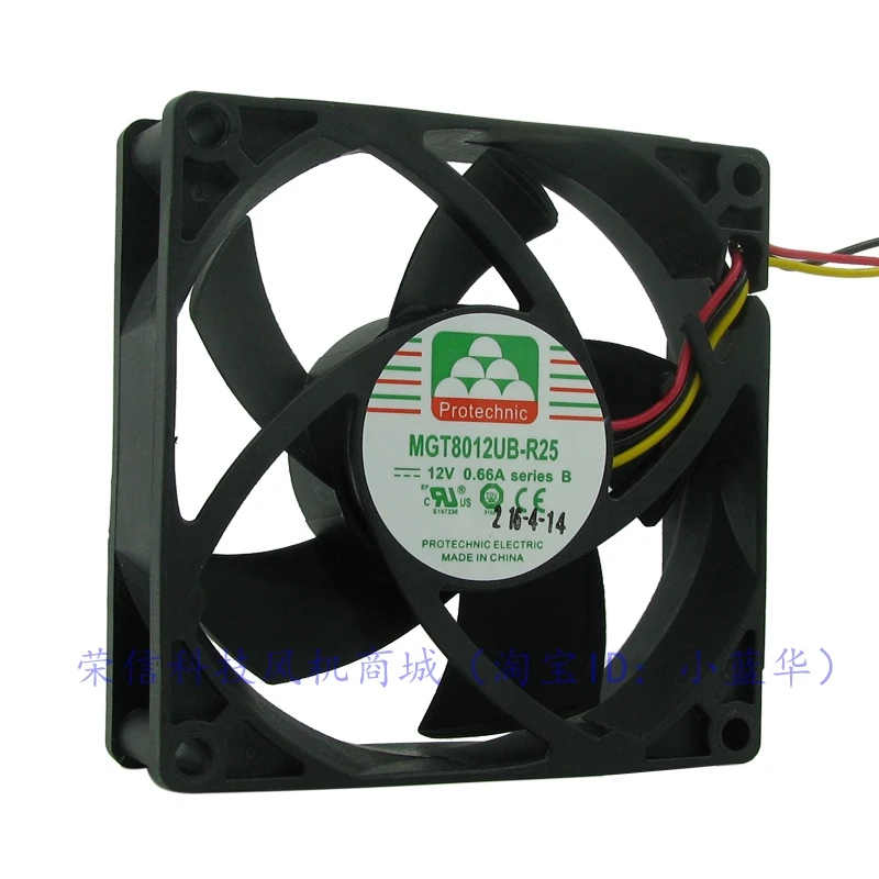 

Original MGT8012UB-R25 8025 DC12V 0.66A 7.92W 80*80*25mm 3-wire heat dissipation fan air 4800RPM blower