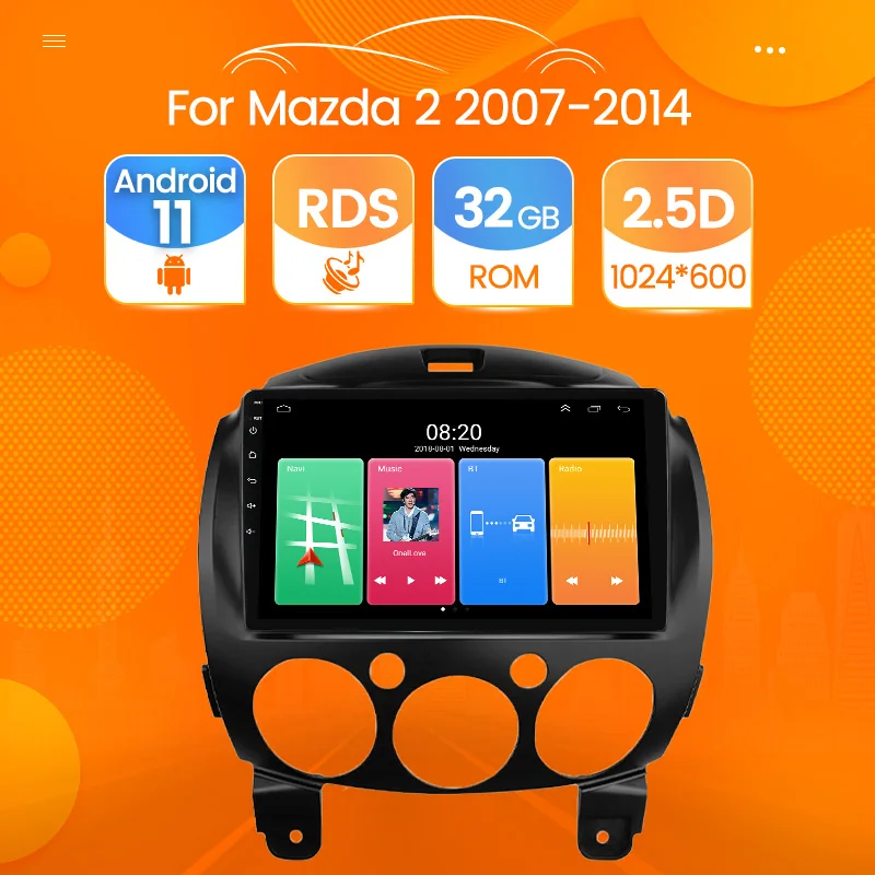 Car Android 11 Radio Multimedia Player For Mazda 2 Mazda2 2007 2008