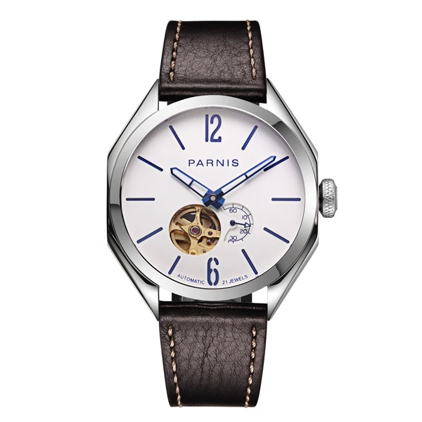 PARNIS 43 мм автоматические механические мужские часы Miyota 82S5 Move Мужские t кожаный ремешок мужские часы reloj automatico de hombre подарок - Цвет: 8