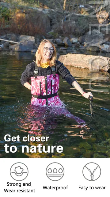 NEYGU women's fishing waders ，waterproof&breathable chest wader with copper  zipper, wear-resistant waders attached socks - AliExpress