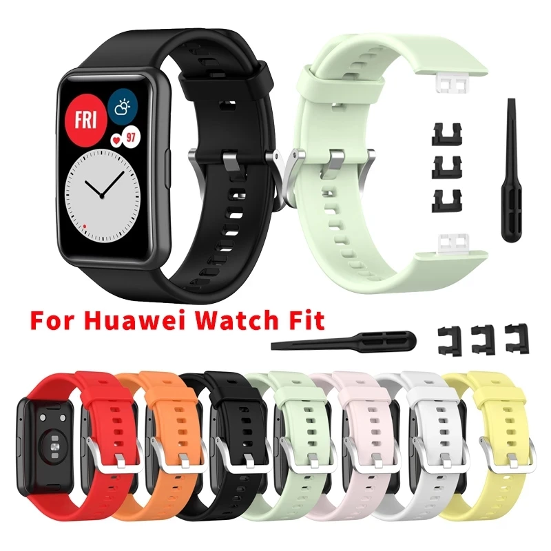

2020 Silicone Band For Huawei Watch Fit Strap Tool Watch Case Screen Protector Bracelet correa for huawei fit smart watch strap