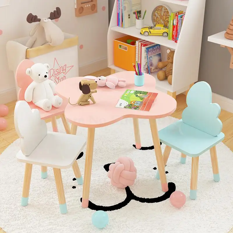 

children's study table and chairs kindergarten cartoon cloud small table writing toy game table and chair set