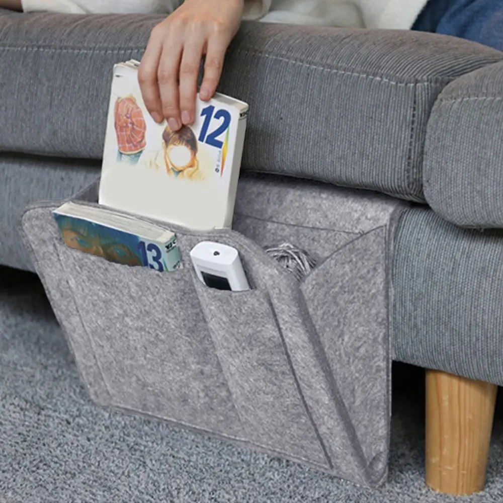 

Felt Multifunction Bedside Sofa Hanging Holder Storage Organizer Box Magazine Smart Phone Remote Controll Storage Bag Pockets