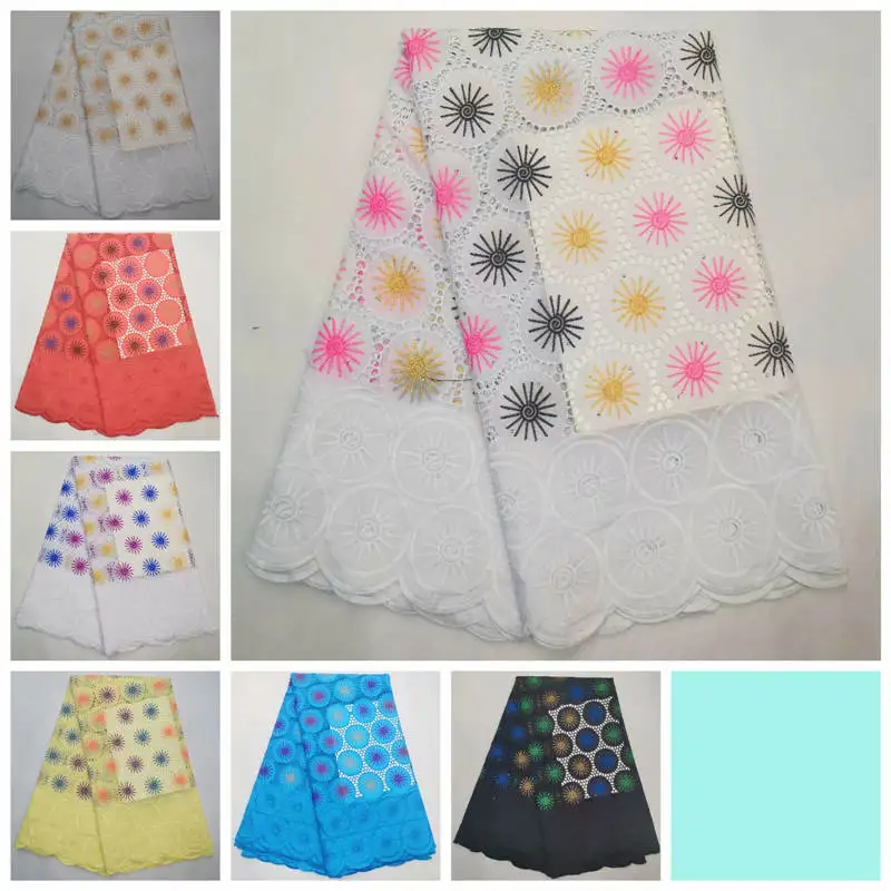 

HL!High quality Nigerian pure cotton embroidered African lace fabric with rhinestone french net lace fabric for women 5 y!J10709