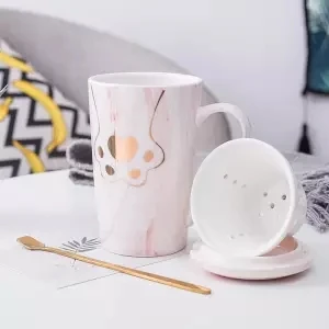Mug Lovers Cup Ceramic Home Cute Water Cup Coffee Mug Mug with Lid Spoon Teacup Cups and Mugs Coffee Cup Cups and Mugs Mug - Цвет: 400ML set