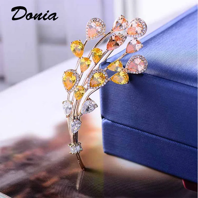 Donia jewelry High-grade Korean version of the pin micro-inlaid AAA zircon color flower brooch clothing accessories Scarf pin