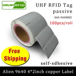 RFID метка UHF EPC 6C стикер чужой 9640 бумага с покрытием 915mhz868mhz860-960MHZ H3 100 шт. Бесплатная доставка клей пассивный RFID метки