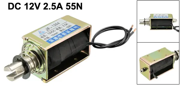 DC12V 55N 10mm Uxcell JF-0730B DC 12 В 300mA 5N 10 мм нажимной тип открытой рамки линейного движения Электромагнит - Цвет: DC12V 55N 10mm