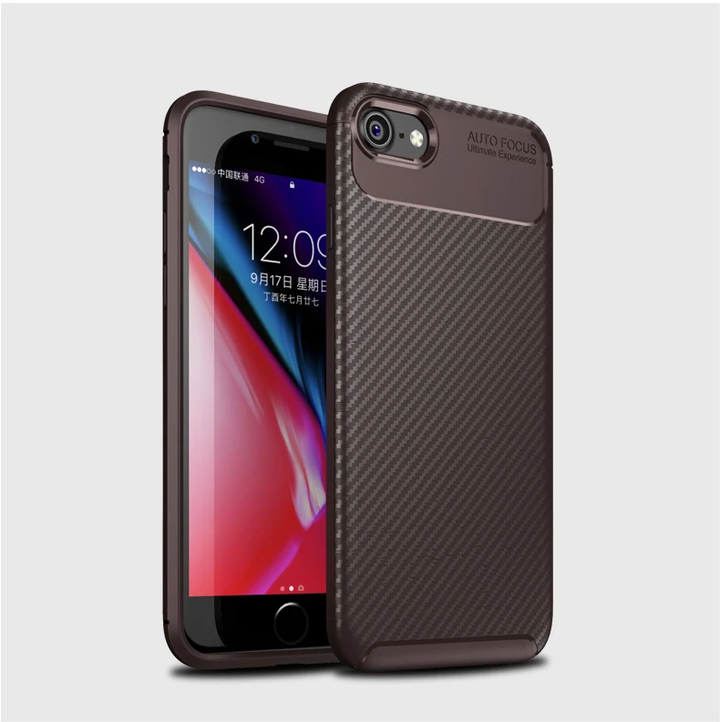 Для iPhone 7 8 Plus Xr углеродное волокно в полоску ТПУ чехол для iPhone 11 Pro Max пылезащитный мягкий чехол X Xs Max противоударный - Цвет: brown