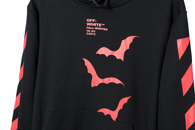OFF-WHITE OW Осень-Зима Новая высококачественная мужская толстовка с принтом летучей мыши