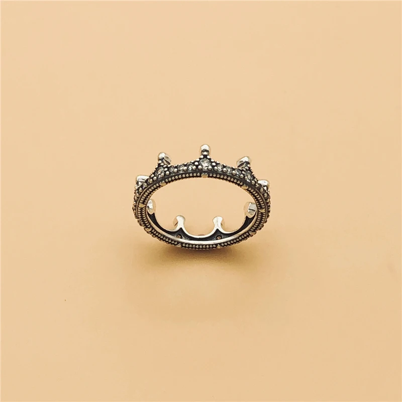 Cefuny,, 925 пробы, серебро, синий и прозрачный, сверкающая корона, кольцо, осень, стиль, женская коллекция ювелирных изделий