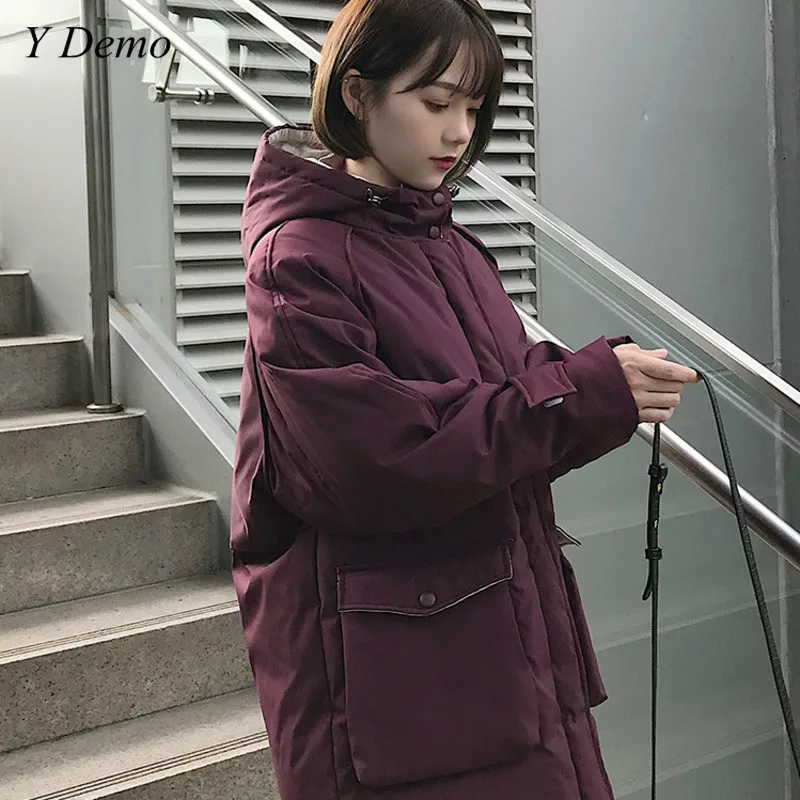

New Casual Zipper Patchwork Women Parkas Hooded Pocket Solid Color Female Winter Outerwear