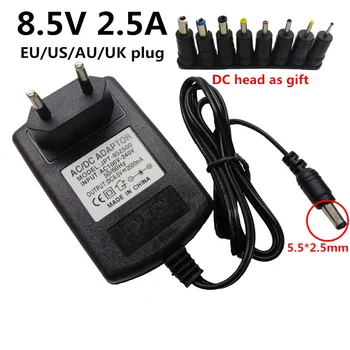 

8.5V 2.5A Universal EU UK US AU plug 100-240V AC to DC 8.5V 2.5A 2500mA Power Adapter Supply 8.5 Volt Adaptor with 8pcs DC Jack