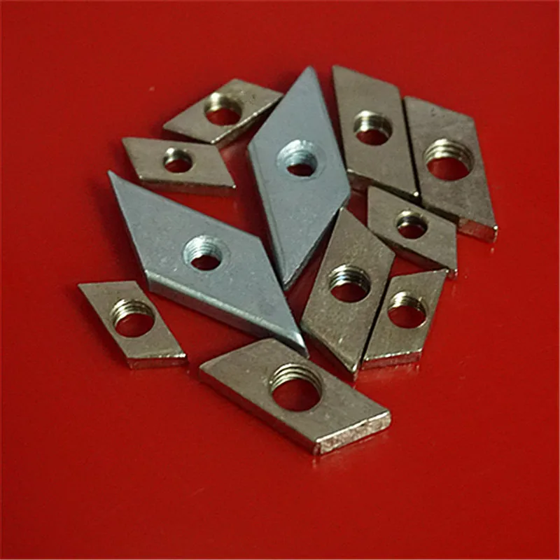 

50PCS Aluminum Extrusion Profile 2020 3030 4040 4545 M4 M5 M6 Carbon Steel Rose Krieger Nutenstein R Rhombus Nuts