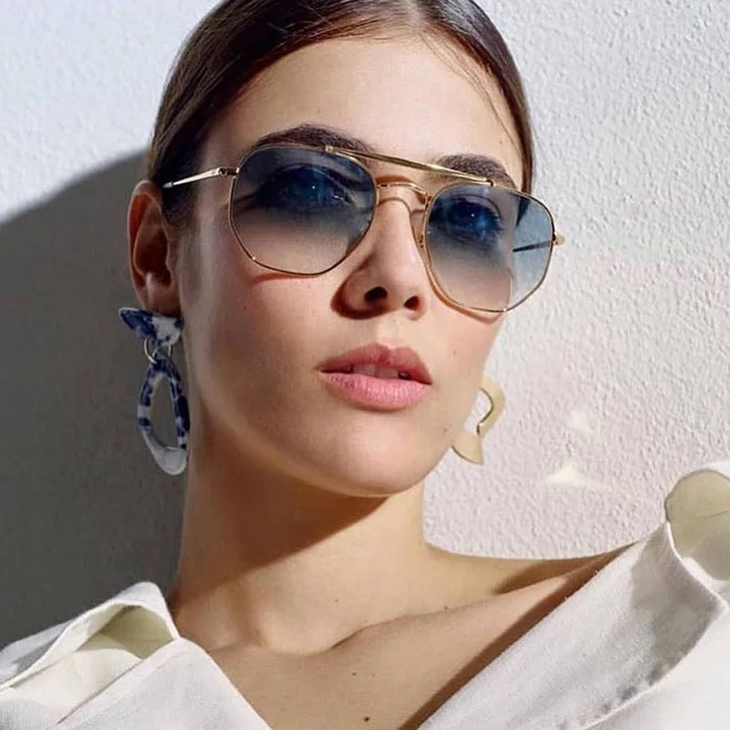 

2020 Brand designer Double beam sunglasses men Vintage women sun glasses Gradient lenses metal frame Eyewear RAYS UV400