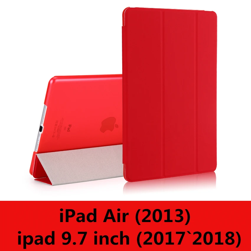 Чехол для iPad 9,7 6th воздуха, версия 1, 2, 3, ремешок Pro 10,5 мини на возраст 1, 2, 3, 4, 5, прозрачный просвечивающийся Чехол Smart sleep wake up из искусственной кожи чехол - Цвет: red-L-New9.7 Air