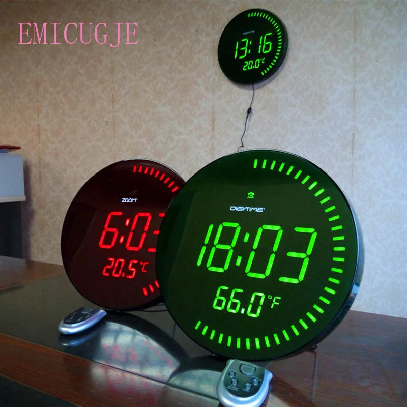 

3d Creative Circular Large LED Digital Wall Clock Modern Design Home Decor Decoration Big Decorative Round Desk Watch Red Green