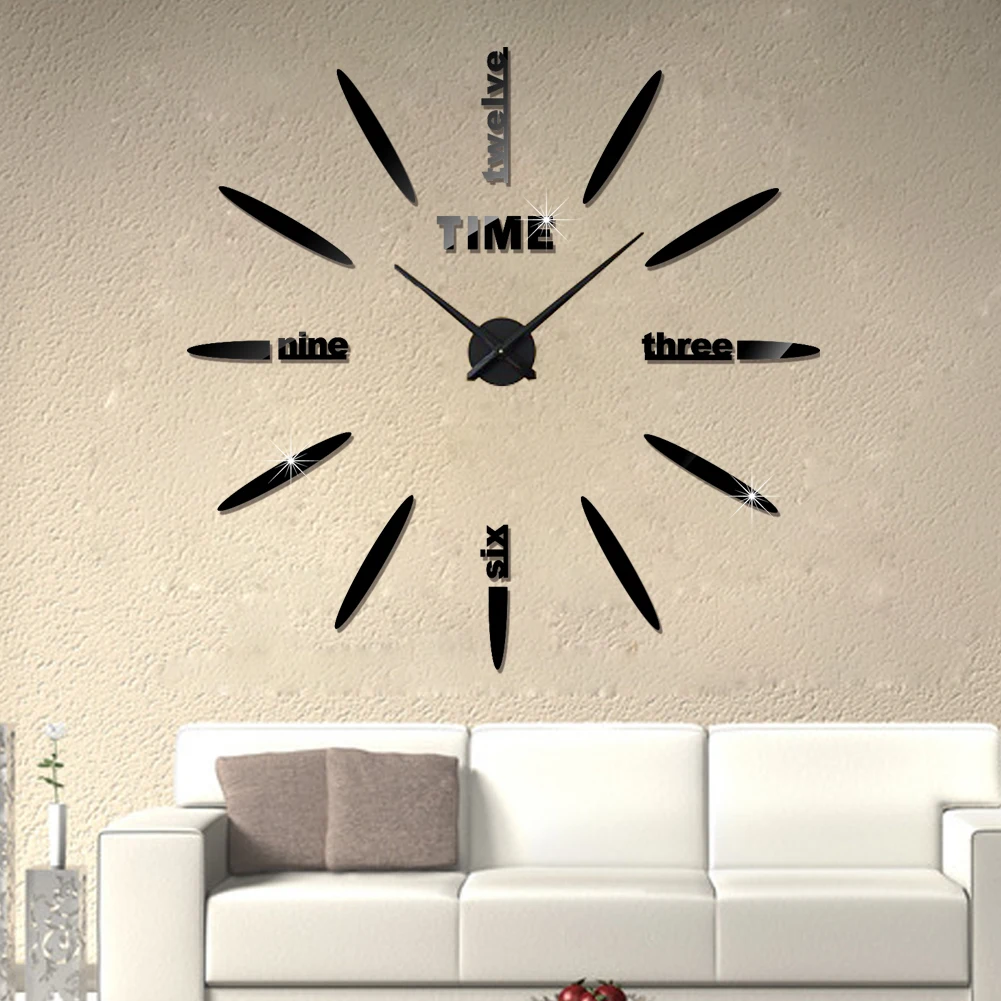 3D Wall Clock Modern Design DIY Acrylic Mirror Sticker Quartz Needle Big Europe Horloge Home Decoration Living Room Watch Clocks