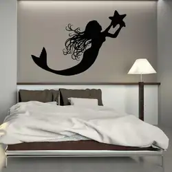 Русалочка Наклейка на стену Морская звезда океан Стиль Девушки Спальня Декор для ванной, дома виниловая наклейка на окно детский душ