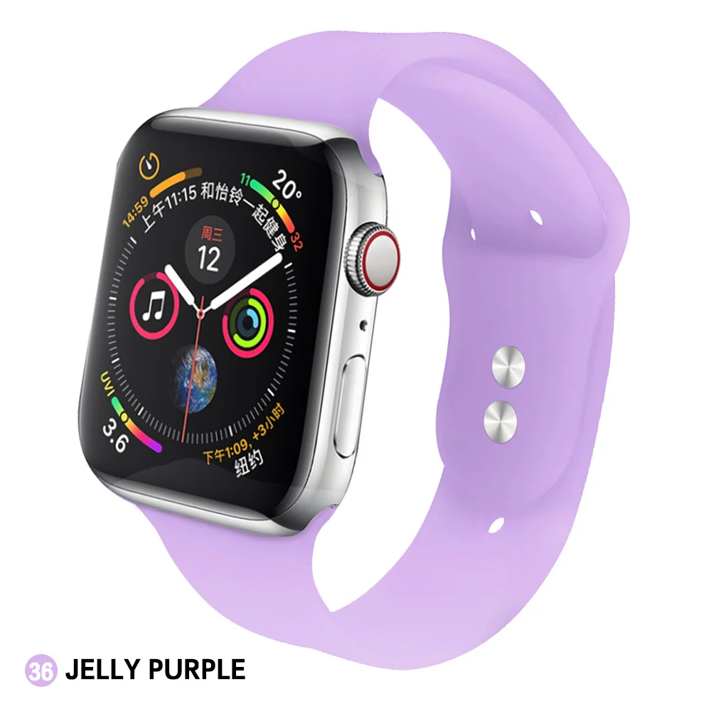 Jelly purple Мягкий силиконовый сменный спортивный ремешок для 38 мм Apple Watch Series1 2 3 4 5 42 мм ремешок для наручных браслетов для iWatch Sports Edition - Цвет ремешка: Jelly purple