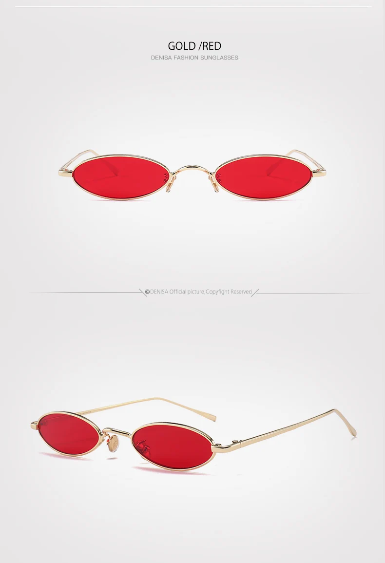 DENISA винтажные маленькие Овальные Солнцезащитные очки женские брендовые дизайнерские ретро желтые красные женские солнцезащитные очки UV400 Защитные очки G31036