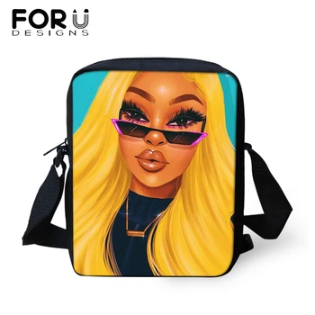 

FORUDESIGNS Handbag Designer Bags For Women 2020 Afro Black Girl Magic Small Flap Cute Purse Shoulder Messenger Bags Sac A Main