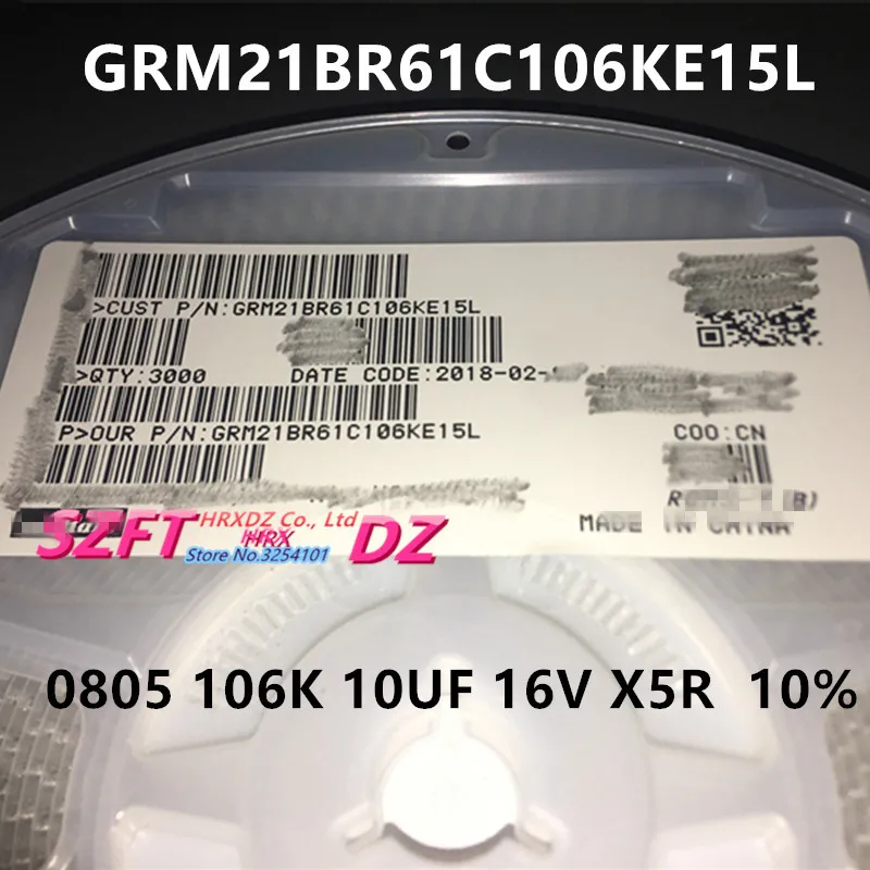 SZFTHRXDZ 3000 шт./1 Катушка GRM21BR61C106KE15L 0805 106K 10 мкФ 16V X5R 10