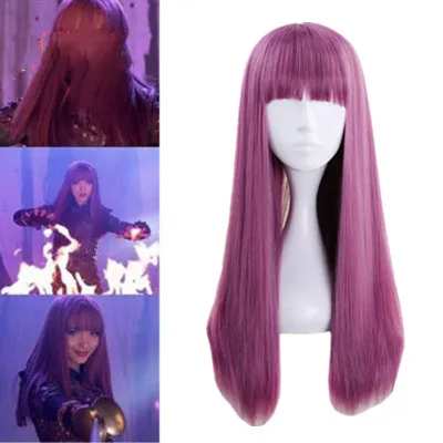 Wig B Mal Детское платье для хеллоуина с изображением потомков из 3 предметов; Детский костюм; Эви платья с 3D принтом для девочек; карнавальные маскарадные вечерние платья; одежда для выступлений - Цвет: Wig B Mal