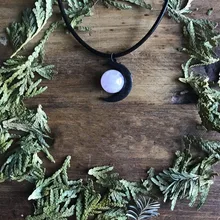 Ожерелье с Луной из натурального розового кварца-ожерелье с Луной-колье с полумесяцем-луной-колдовское ожерелье