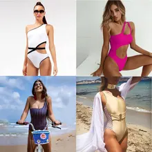 Цельный купальник Mujer, Одноцветный боди,, на одно плечо, купальник для женщин, открытая пляжная одежда, женский купальный костюм Maio, для плавания