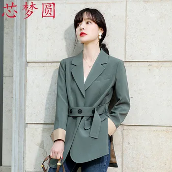 

Suit-dress Season 2019 Long Man's Small Suit Loose Coat Dress White Suit Collar Uniform