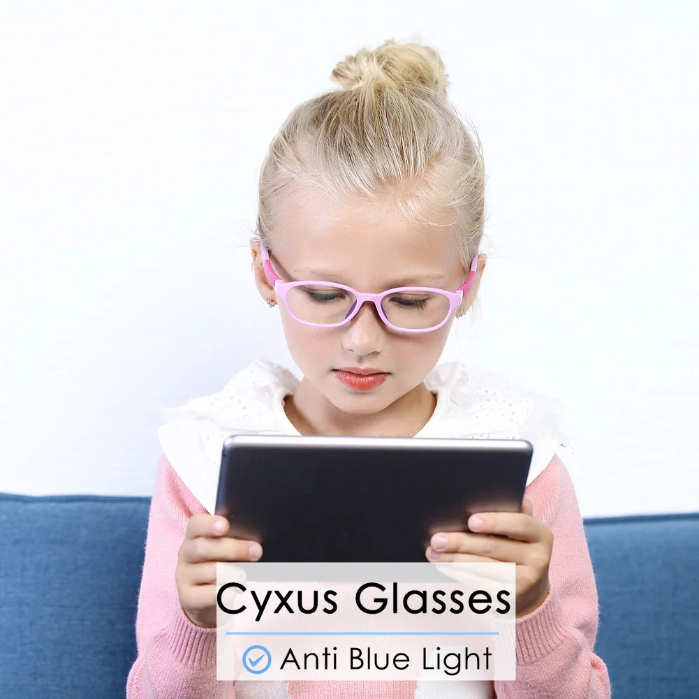 Cyxus анти-синий светильник очки для детей компьютерные очки TR90 рамка BPA-Free силиконовая носовая фиксирующая Накладка для мальчиков/девочек в возрасте 7~ 14-6800