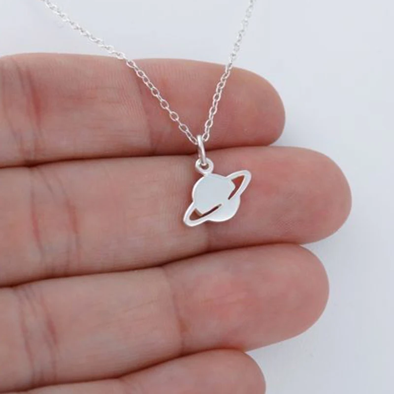 

Silver Chain Sexy Necklace Geometric Star Pendant Necklace Planet necklace Women Gift