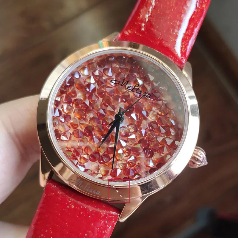 38mm Red 2 Распродажа! Дефекты царапины демонстрирует образцы выцветает Цвет Julius Для женщин часы Япония кварцевых часов из натуральной кожи Нержавеющая сталь без коробки - Цвет: 38mm Red 2