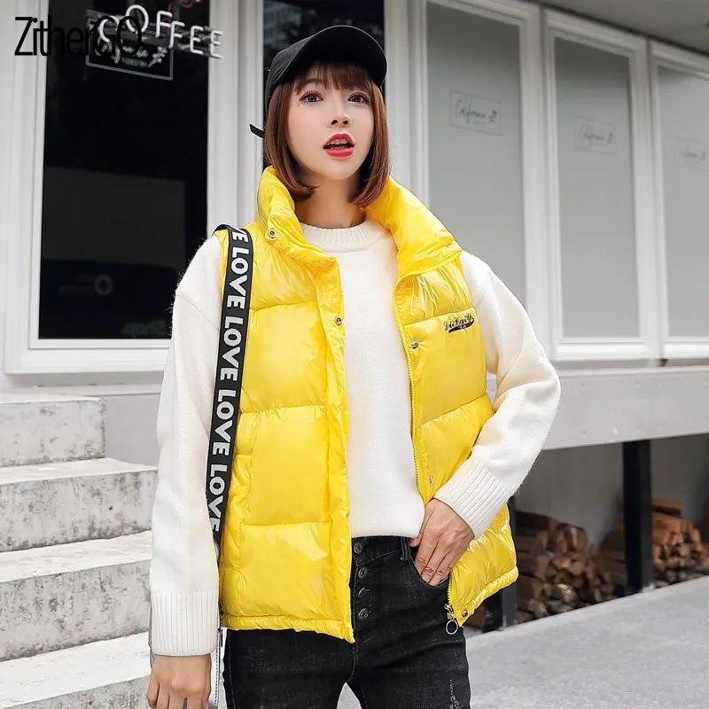 Yellow ZitherGo Осенняя Женская жилетка модная короткая женская одежда без рукавов высококачественный Яркий кожаный пиджак - Цвет: Yellow