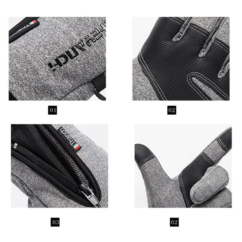 Motorrad Handschuhe Moto Handschuhe Winter Thermische Fleece Gefüttert Winter Wasserdicht Touchscreen Nicht-slip Motorrad Reiten Handschuhe – Detail 5