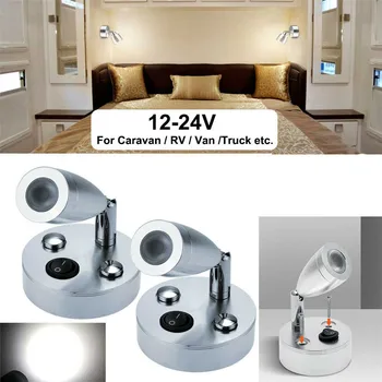 

2PCS 12V Interior LED Reading Spot Light Warm Light For Camper Van Boat Caravan Motorhome Bedside Wall Lamp Car Accessories