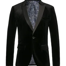 MOGU One Button бордовый однотонный золотой бархат мужской костюм с блейзером диджейский клубный сценический Свадебный обтягивающий официальный повседневный мужской пиджак