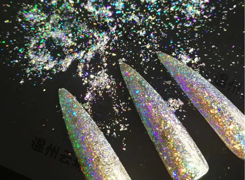 Holo Galaxy Flake голографический блестящий для ногтей Блестящие Блестки для лазерного маникюра пайетками пигментный порошок Радужный дизайн ногтей пыль