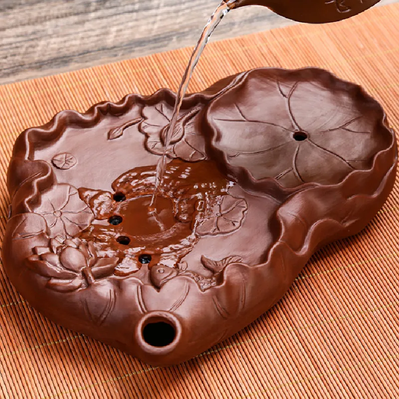 

Creative Ceramic Tea Tray Drainage Handmade Chinese Kung Fu Tea Set Dry Bubble Tea Tray Serving Bandeja Household Products 50