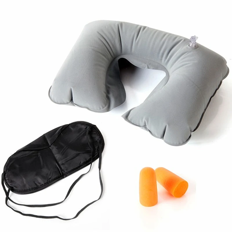 1set Portable Travel Accessories Inflatable Neck Pillow U Shape