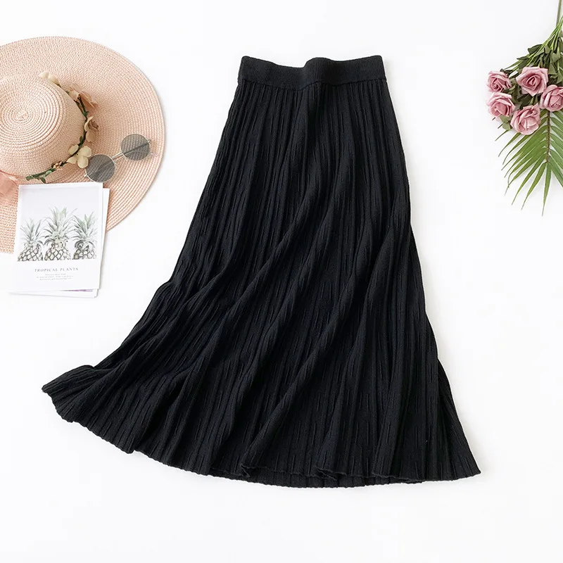 Женские Асимметричные тюлевые юбки Эластичная Высокая талия сетчатая юбка-пачка со складками Длинная Юбка-миди Saias Faldas Jupe Femmle - Цвет: Черный