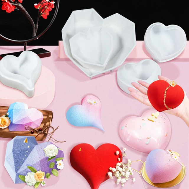 2Pcs Silicone Heart Molds, Heart Chocolate Mold Silicone Cake Mousse  Dessert Mold Cake Baking Pan Mold Cake Pan for Birthday Wedding