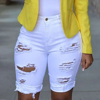 

Womens Elastic Destroyed Hole Leggings Short Pants Denim Shorts Ripped Jeans FEA889