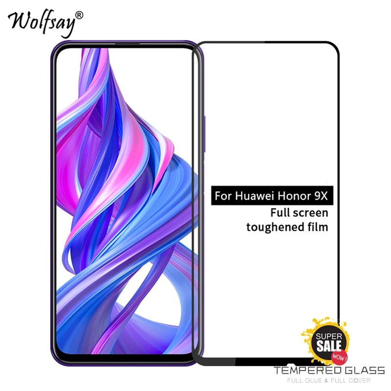 

2PCS Full Glue Glass For Huawei Honor 9X Screen Protector Tempered Glass For Huawei Honor 9X Protective Film For Huawei Honor 9X