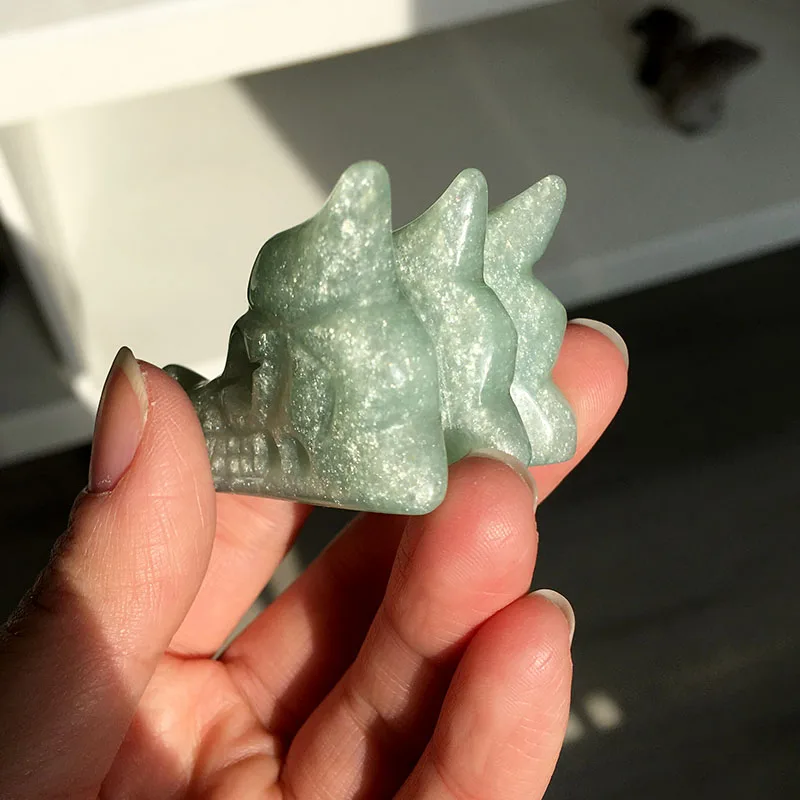 Розовый кварц Череп натуральный кристалл голова дракона Лабрадорит Wicca камень аметист Статуэтка для украшения XYW