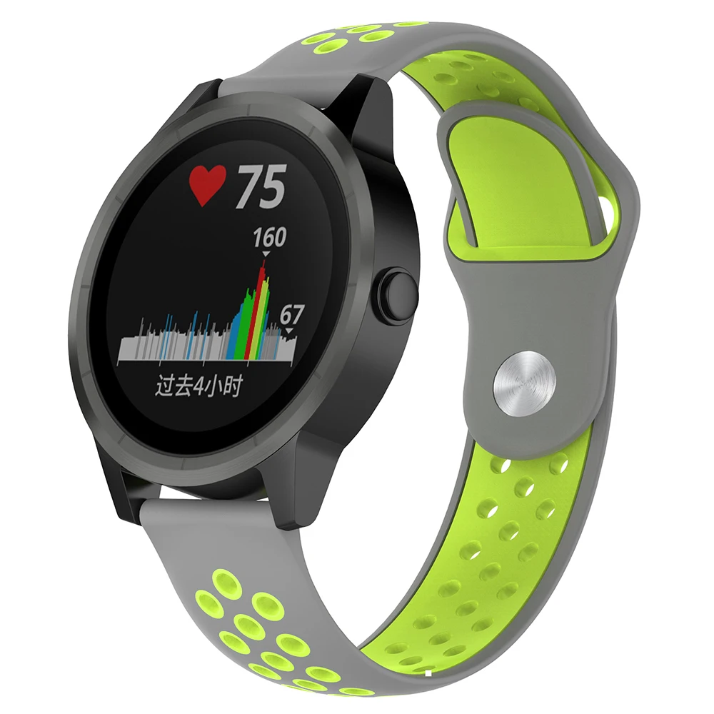 For Garmin Vivomove 3 Music Forerunner 245M Strap Two-Color Silicone Breathable Bracelet Replacement Watch Strap 20mm