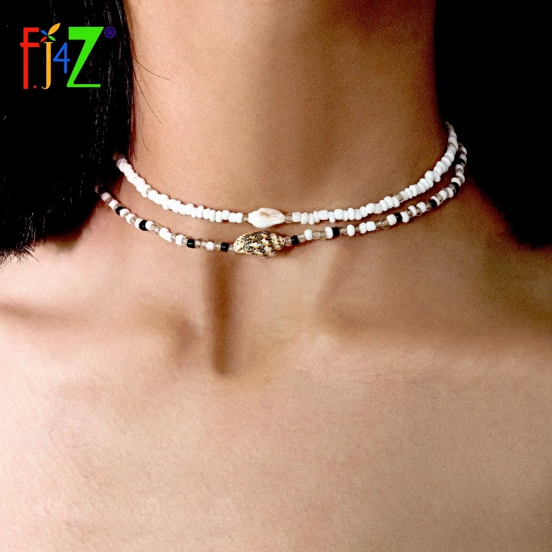 gargantilla de estilo bohemio para mujer, Collar de cadena con cuentas, Collar conchas marinas, de playa de verano|Collares colgantes| - AliExpress