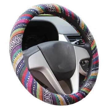 

Ethnic Style Car Steering Wheel Cover Auto Accessoires Linen Universal Pretty Car Steering-wheel Covers